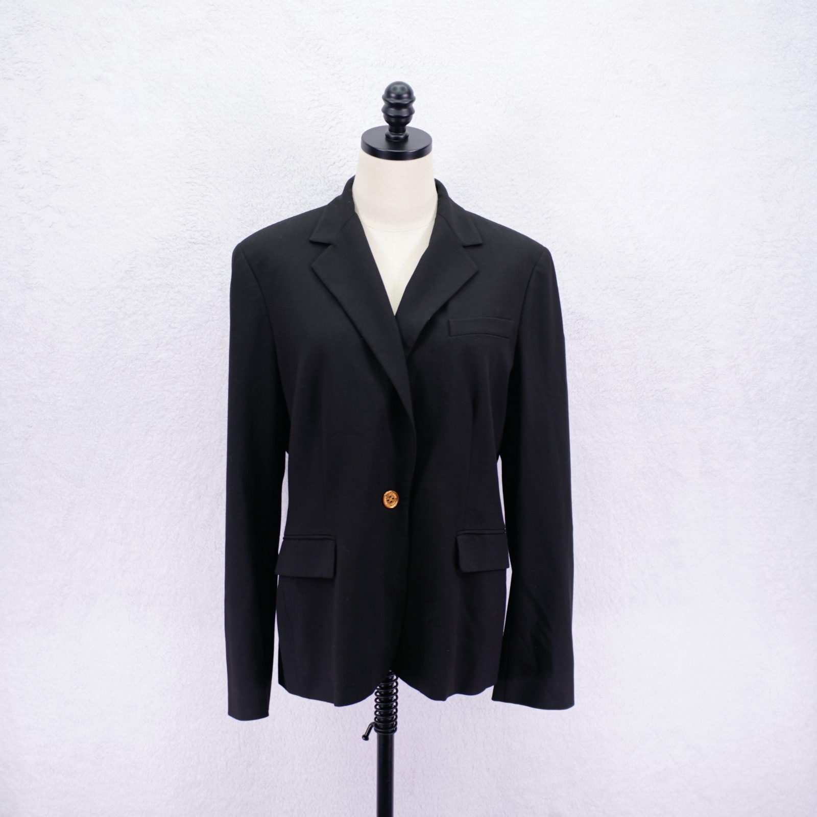 Lauren Ralph Lauren Women's Black -14- 1 Gold Button Blazer Polyester Viscose El